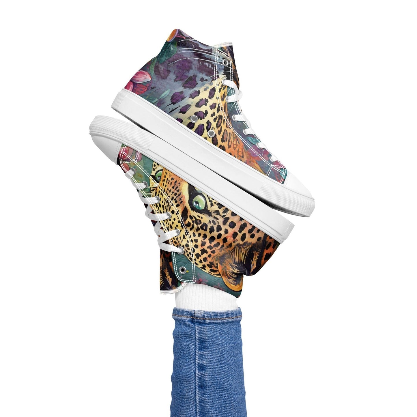 PNHF Wild Leopard Women’s High-Top Canvas Shoes