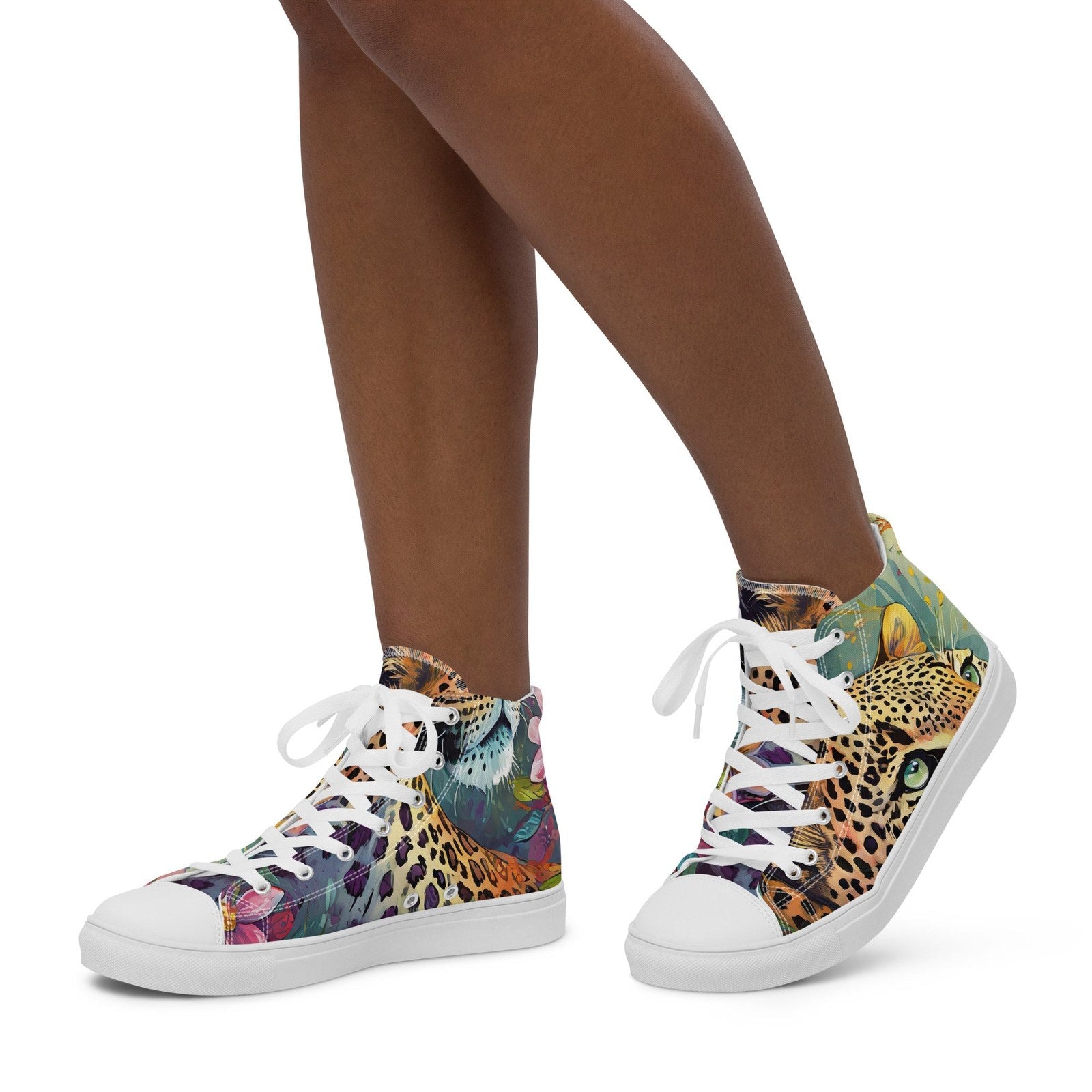 PNHF Wild Leopard Women’s High-Top Canvas Shoes