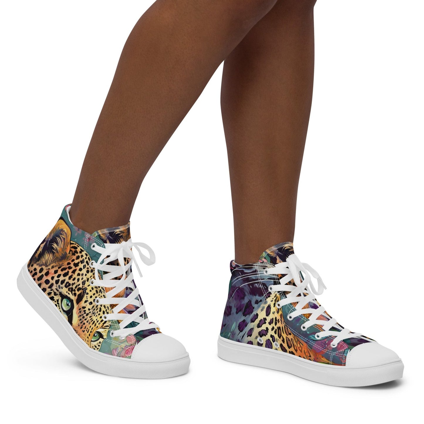 PNHF Wild Leopard Women’s High-Top Canvas Shoes